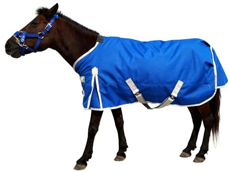 AQINGR Pferdedecke, 1200D wasserabweisend, Winter-Pferdedecke, mittelschwer, mit Baumwollfüllung, 90 cm, Blau