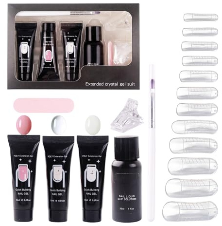 Kit De Gel Para Extensiones De Uñas Elaboración de Uñas de Larga Duración | Formas para Uñas y Gel de Extensión Destinado a Salón, Estudio, Hogar, Profesionales, Principiantes, Madre, Novia y