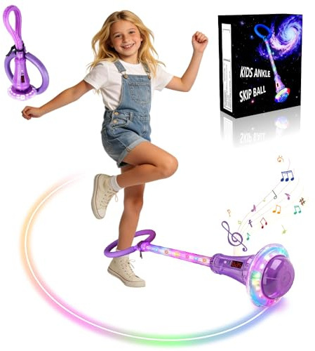 Anyingkai Shine Bola de Salto de Tobillo,Plegable Anillo de Salto Intermitente,Colorida Flash Bola de Salto,Colorida Anillo de Salto de Tobillo,LED Saltar Bola para Niños (Morado - C)