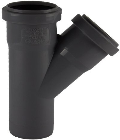 MegaHaustechnik HT Abzweig DN125 auf DN125 Winkel 45° Grad Abzweig Außendurchmesser 125mm 12,5cm x Rohr AußenØ 125mm 12,5cm 2 Steck Muffen Gummi Dichtungen Abwasser Abfluss Leitung HTA Kunststoff PP