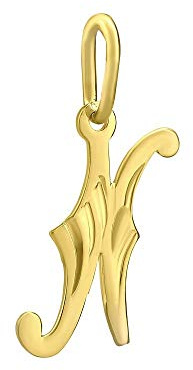 SILVEGO Unisex Anhänger Buchstabe N Gelbgold 14 Karat 585