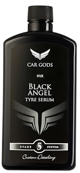 Car Gods Black Angel Pigmented Tyre Shine Ultra Hydrophobic Formula Repels Dirt and Water Tyre Treatment 500ml - Restore Colour of Rubber - Easy To Apply Gel - PH Neutral Acid Free Formulation