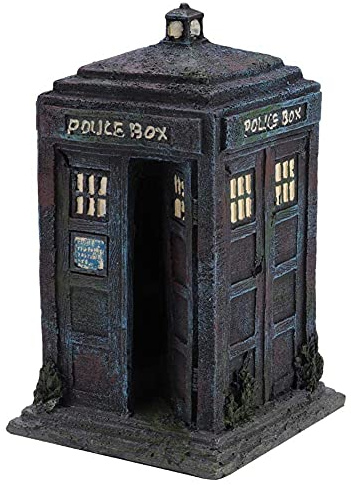 Dauerhaftes Simulationsharz Wachhäuschen Aquarium Dekorationen Simulation Damaged Police Box Shelter Aquarium Aquarium Ornamente Dekor
