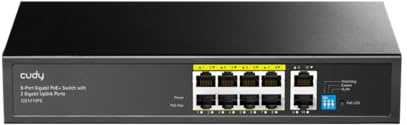 Cudy GS1010PE 8 Port Gigabit Poe Switch, 120W, 2 Gigabit Uplink Anschlüsse, 802.3at/af, Plug and Play