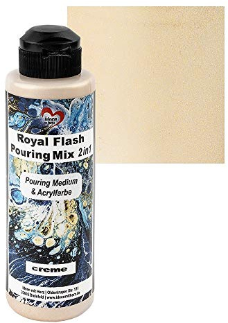 Ideen mit Herz Royal Flash Pouring Mix 2in1 | Pouring Medium & Metallic-Acrylfarbe mit Glitzer-Effekt | 180 ml | kein weiteres Mischen mit Fluid, Medium oder Silikonöl erforderlich (creme)