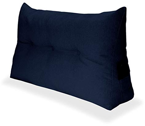 Comfort-Pur Kopfkissen Sofa Bett Keilkissen Dekokissen Zierkissen Ergokissen Rücklehnekissen dreieckig Produzent viele Größen (Marineblau, 90 cm)