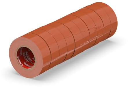 ERKO Isolierband Braun 15mm x 10m PVC Set 10 Stück Elektro Leitungen Reparatur, Hochflexibel mit starker Klebekraft, Chemiebeständig, Wasserfest, Klebeband
