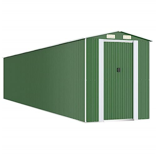 vidaXL Garden Shed Outdoor Structure Storage House Garage Tool Organiser Lawn Tool Storage Shed Green 192x1021x223 cm Galvanised Steel
