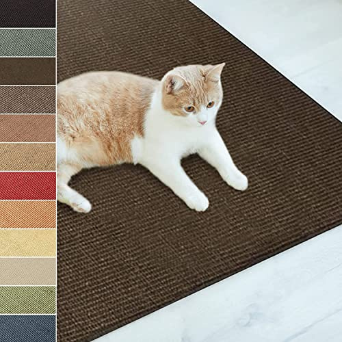 KARAT Paillasson en Sisal pour Chats,Tapis Griffoir,Tapis de grattage pour Chats,Tapis à griffer,Tapis à gratter résistant,Protection pour Meubles et Le Bien-être du Chat (Marron foncé 50x100 cm)