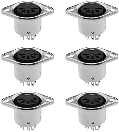 YINETTECH 6pcs DIN Audio Connector 5 Pin Male to Female Panel Mount 2 Hole for Audio-Video Equipment, AV Equipment, Home Theater, Car Audio