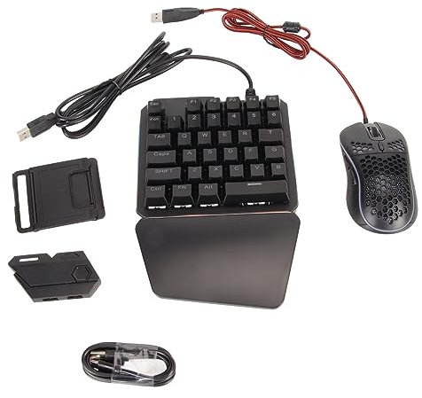 Einhändige Gaming-Tastatur und -Maus-Kombination, Kabelgebundener, Kabelloser Mechanischer Gamecontroller mit RGB-Hintergrundbeleuchtung, Anpassbares