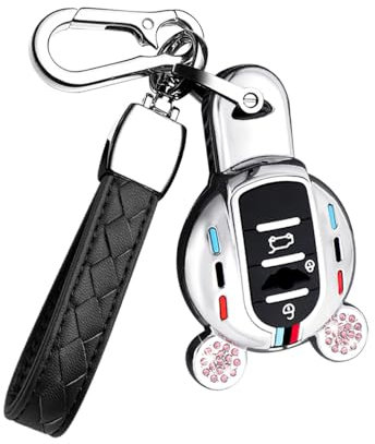 HIBEYO Smart Autoschlüssel Hülle passt für BMW Mini Schutzhülle schlüsselhülleabdeckung für BMW Mini Cooper F54 F55 F56 F57 F60 Hatchback Cabrio Clubman Countryman Schlüsselbox Schlüsselgehäuse-Rosa
