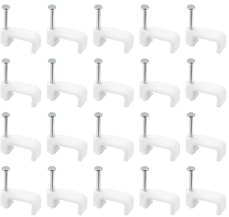 sourcing map Kabelschelle Nagelschellen, 100 Stück 12mm Kabelhalter Mit Eingestecktem Nagel, Kabelklemmen Kabel Organizer für TV, Lichterkette