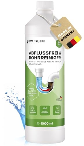 Abflussreiniger & Rohrreiniger Extra Stark 1000ml – Extrem stark gegen Haare, Fett & Gerüche – Drain Cleaner für Küche, Dusche, Bad & Waschbecken – Rohrfrei & gegen Verstopfung – Made in Germany