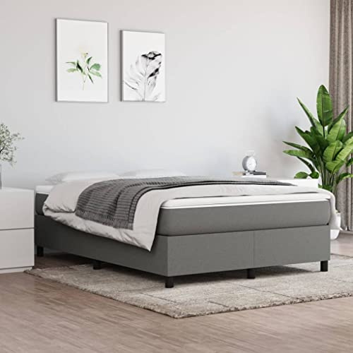 CKioict Palettenbett Modernes Bettgestell Jugendbett Boxspringbett mit Matratze Dunkelgrau 140x190 cm StoffGeeignet für Arbeitszimmer, Wohnzimmer, Hotel