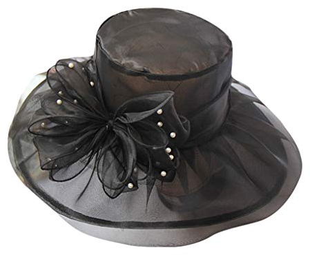 XIUH Damenhut Organza Hut Hochzeit Sonnenhut Blumen Strandhut Anlasshut Brauthut Strohhüte Sommerhut Damen Hüte Damen Sommer Hut Sonnenhüte Damen