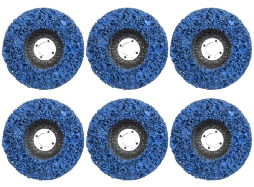 JUUDDENPARTS Juego de 6 discos de tira de 115 mm, 4.5 pulgadas, disco de eliminación de pintura de polietileno azul, rueda abrasiva para amoladora angular, herramienta de limpieza de óxido y