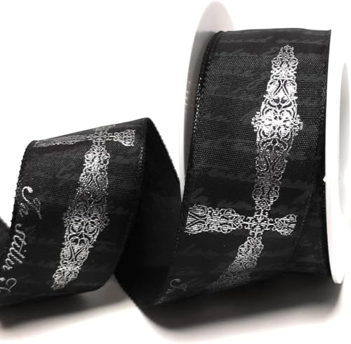 s.dekoda Trauerband 10m x 40mm schwarz - silber Psalmband - In Stiller Trauer - Dekoband Trauerschleife [D6251]