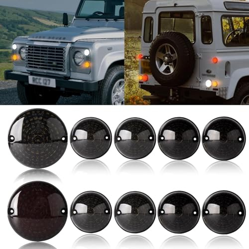 HEYOUTH 10PCS Led Update Light Kits,Kompletten Lichtkits Anzeige Hinten Rückleuchte Nebel & Rückwärts & Vorderseite Seitenlicht for Land Rover Defender 90/110(1990-2016) Geräucherte Linse