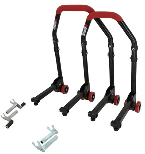 SEFIS M20 Motorradständer Set Vorder- und Hinterrad Motorradheber Serviceständer Front und Heck Motorrad montageständer hinten Motorrad ständer Set (Adapter: 2in1/Racing (Haken))
