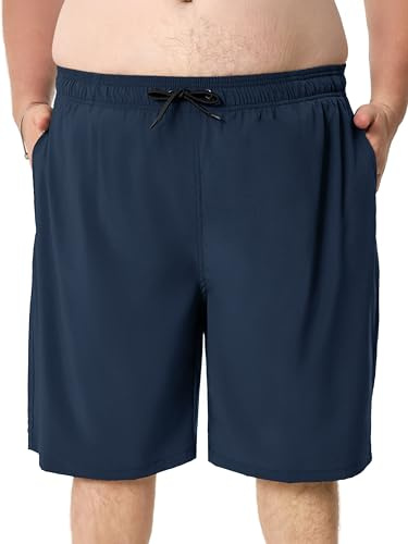 Arcweg Herrbadshorts i plus size för män badbyxor stora och långa snabbtorkande badshorts XXL-6XL, Marinblå ny, 6XL