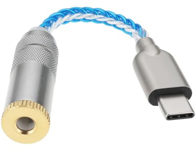 The Lord of the Tools 1 câble adaptateur audio DAC équilibré USB type C vers 4,4 mm, 32 bits, 384 kHz, 5N, câble auxiliaire argenté en cristal unique pour téléphone, ordinateur portable et appareils