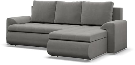 Mebligo - Ecksofa mit Schlaffunktion und 2 Bettkasten Hellgrau 230x89x159 (BxHxT) FORESTA - Rechts Eckcouch, Sofas & Couches, Couch L Form, Cauchsofa, Sofa Wohnzimmer