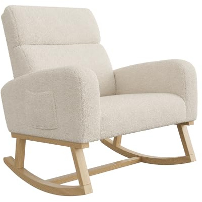 BLSYHDH Sedia a dondolo, Sedia relax, sedia da soggiorno, seDia a dondolo in legno da esterno con schienale, sediA da allattamento per camera da letto, soggiorno, balcone
