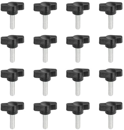 YELARXI Z- Shaped Thumb Screws 304 Stainless Steel Tee Wing Knobs Screws Clamping t Head, M6 x 16mm Thread Fit for Replace Hand Tightening Knob Supply - Z Type (16 Pack, Black)