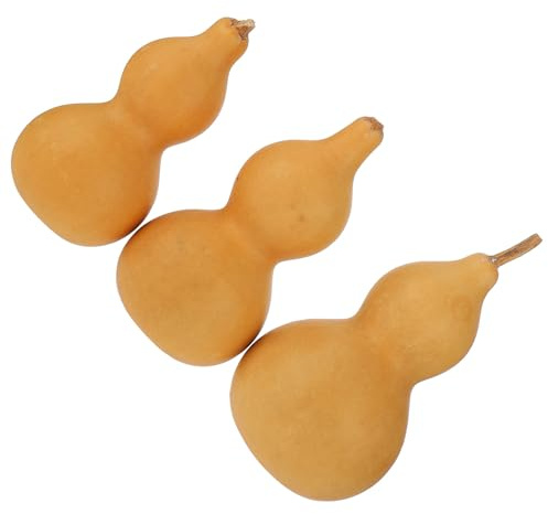 HEATSHAKING Adorno de Calabaza de Escritorio 3 Piezas de Gourd, Khaki | Calabazas Naturales, Decoración para Mesa y Obsequio de Cumpleaños o Navidad, Cultura China