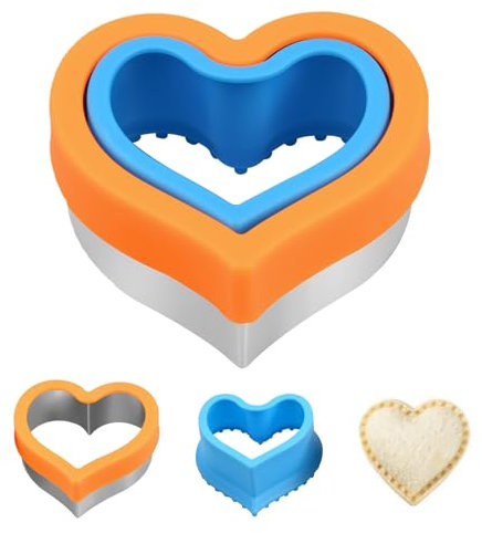 Paquete de 2 cortadores de sándwich, cortadores de sándwich para niños, molde de sándwiches en forma de estrella y corazón para pan de galletas (corazón)