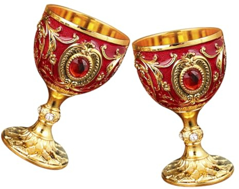Warmhm Tazza Di Metallo Per Liquori 30 Ml Bicchiere Da Vino Compatto in Lega Di Alluminio Coppa Retrò Stabile Per Bevande Calde e Fredde Uso Domestico Set Da 2 Pezzi