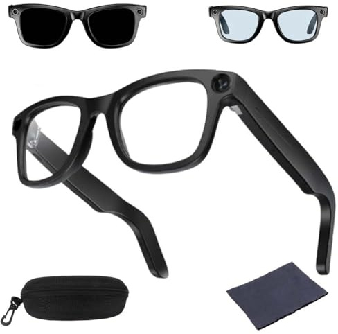 Occhiali Intelligenti Cyanvue Ai - Occhiali Con Fotocamera Da 8 Mp Con Funzioni Di Musica E Chiamate, Video 1080p/30 Fps, Registrazione Di Foto E Video, Trasferimento Wi-Fi, Anti-Vibrazione(Style-A)