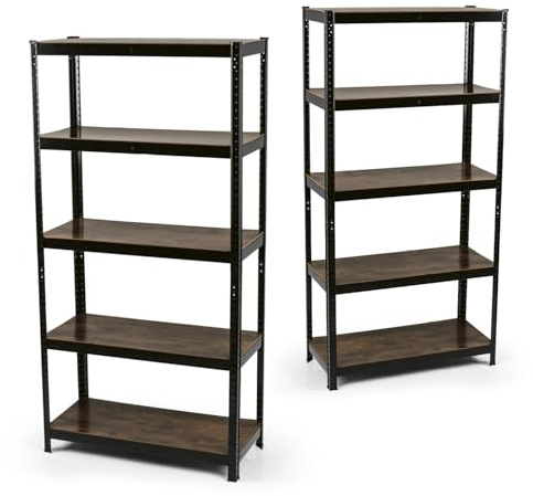 EASYmaxx Standregal Industrie Design 2er-Set, 180x90x40 cm | Bücherregal mit 875 kg Traglast | Lagerregal - 175 kg/Ebene | Regal - 5 verstellbare Ablagen für mehr Ordnung in Wohnzimmer, Küche, Büro