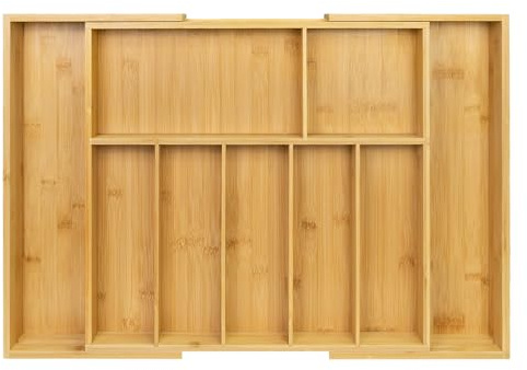 Utoplike Bambus-Küchenschubladen-Organizer,verstellbarer Besteckkasten | Schubladeneinteilung für Silberbesteck, Essbesteck, Messer in Küche, Schlafzimmer, Wohnzimmer, 9 Fächer
