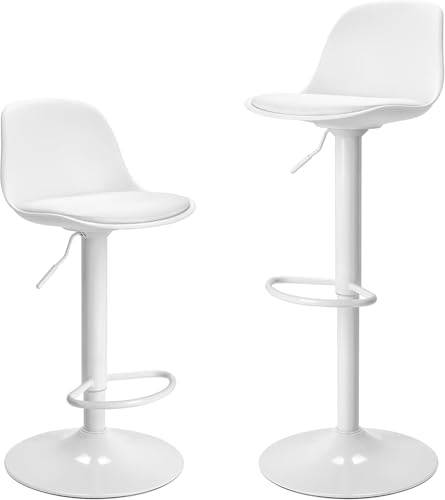 Acezozla Barhocker 2er Set Barstühle HöHenverstellbar 360° Drehbarer Barhocker Mit Lehne Und FußStüTze Aus Pu FüR KüCheninsel Hausbar Modern weiß