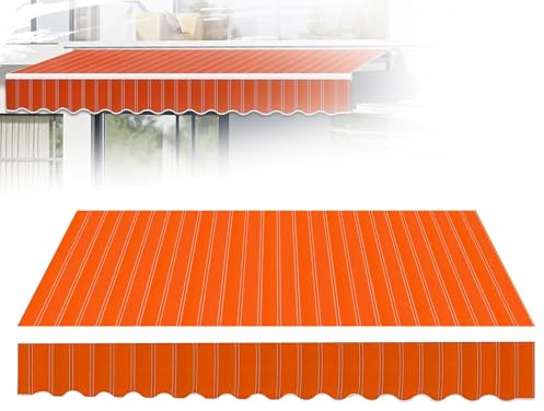 Tessuto di Ricambio per Tende da Sole a Righe Arancioni (Senza Telaio), Telo Tende da Sole per Esterno Ricambio Impermeabile Anti-UV per Negozi, Ristoranti(200x150cm(6.6x5ft))