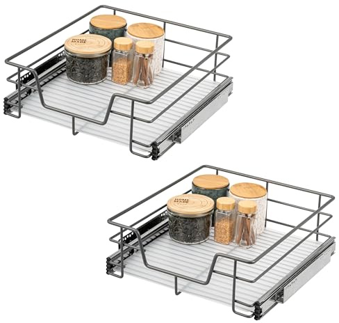 bremermann Teleskopschubladen 2er Set - 50 cm mit Einlegeboden, K�chenschublade zum Nachr�sten, Vollauszug mit Teleskop-Schienen, ideal f�r K�che, Bad & Schlafzimmer, aus Metall (Grau)