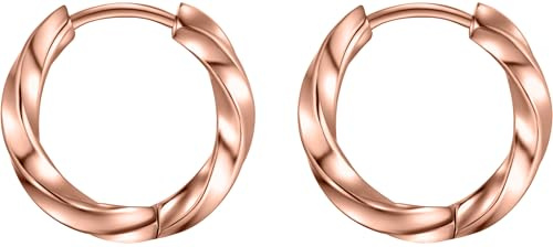 day.berlin kleine Creolen Elo 18k vergoldet | Damen Ohrringe gedreht 17mm Durchmesser 2,5mm stark, 316L Edelstahl nickelfrei und wasserfest
