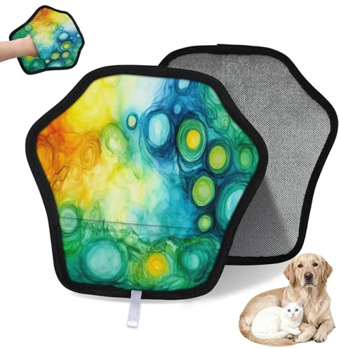 WowPrint Wasserfarben-Kunst-Handschuh zur Entfernung von Tierhaaren für Katzen und Hunde, wiederverwendbar, elektrostatische Tierhaar-Handschuhe, Bürstenwerkzeug für Couch, Kleidung, Teppich, Möbel