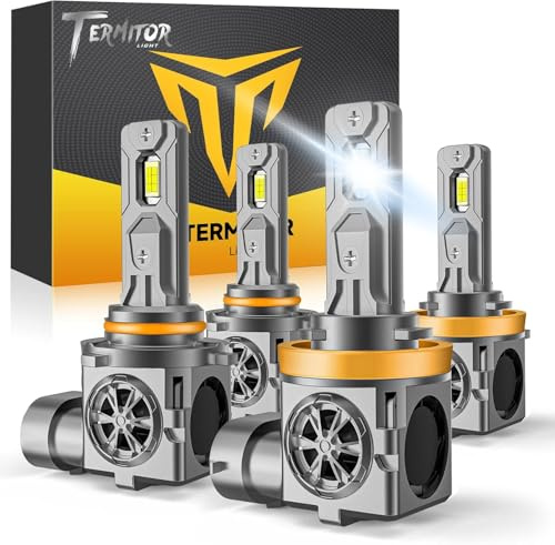 Termitor Latest H11 9005 LED Head1ight Bulbs Combo, 110,000LM LM High/Low Beam, 85K+ Hours Long Service Life, 6500K Cool White, Real 1:1 Halogen Size H9 HB3 Off-Road Light for Car UTV SUV, Plug N Play