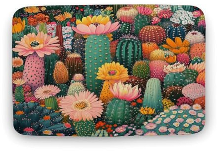 HighonHi Summer Green Cactus Succulent Plants Decorative Bath Rug Whisper of Cactus Coral Velvet Door Mats with Rubber Backing Absorbent for Bathroom Decor Sets 20x32