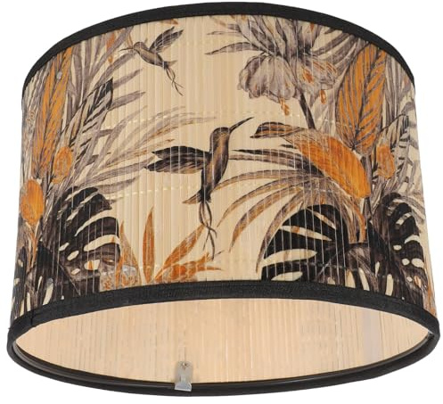 GAROZATION Paralume in Bambù Stampato Retrò per Lampada a Sospensione, Coprilampada Leggero in Bambù per Decorazione Casa, Paralume Creativo per Soggiorno e Camera da Letto