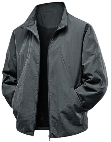 PADOLA Veste Imperméable Homme Légère Vestes mi Saison Coupe Vent Printemps Printemp Automne Veste de Travail avec Poches Zippées Respirant Veste de Pluie Décontractée Blouson Manteau (XL, Gris)