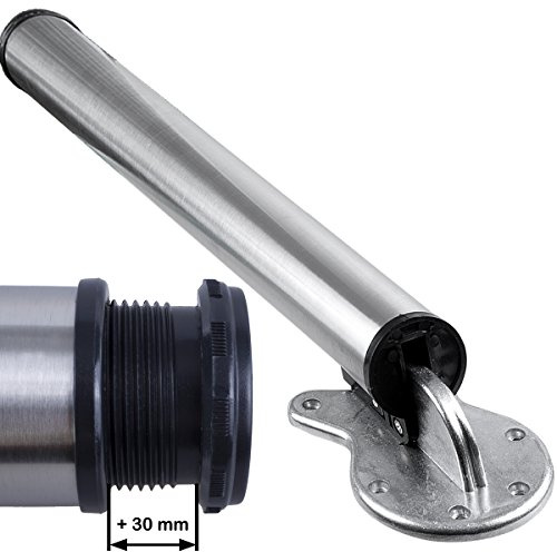 Stahlia 4 x Edelstahl Fi Stützbein Tischfuß klappbar Ø50 mm Tischbeine Möbelfuß |Höhe 870 mm|höhenverstellbar + 30 mm|inkl. Befestigungsmaterial |Tischfuss Verstellfuß Möbel Fuß Füße |