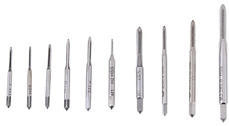 Gewindebohrer Set M1 bis M3,5, gerade, geriffelt, Handwerkzeug-Set, 10 Stück