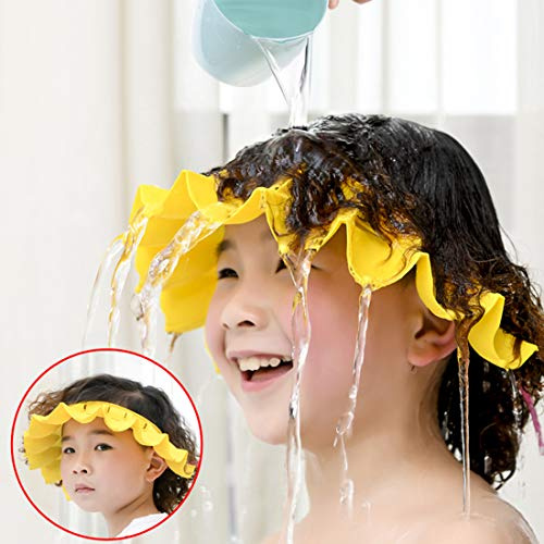 Baby Silikon Shampoo Dusche Badehaube, verstellbare Duschhaube Kinder, Säuglinge Weicher Schutz Lustige Sicherheitsvisier Kappe für Kleinkinder Kinder Gelb (Gelb)