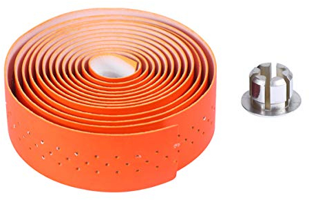 LIOOBO 1 Satz Pu Leder Lenkerband Fahrrad Lenker Wrap Stoßdämpfendes Band für Rennrad Radfahren (Orange)