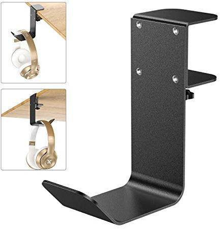 tiebutie Clamp-On Under Desk Headphone Holder/Backpack Hook/PC Gaming Headset Headphone Hanger Mount, Provides a Convenient Place to Hang Headsets or Bags