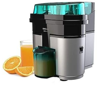 Cecotec Exprimidor Naranjas eléctrico EssentialVita Twice Black. 90 W, Doble Cabezal y Cortador, Filtro para Pulpa, Vaso 500ml, Piezas aptas para lavavajillas